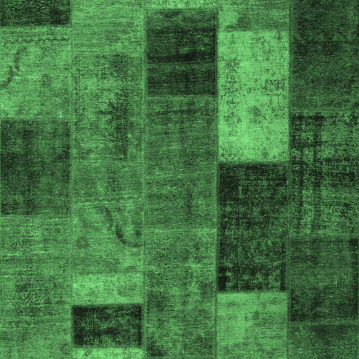 Machine Washable Patchwork Emerald Green Transitional Area Rugs, wshtr1862emgrn