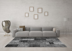 Machine Washable Patchwork Gray Transitional Rug in a Living Room,, wshtr1862gry