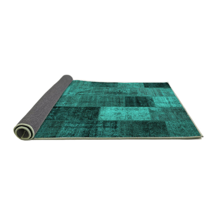 Sideview of Patchwork Turquoise Transitional Rug, tr1862turq