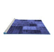 Sideview of Machine Washable Patchwork Blue Transitional Rug, wshtr1862blu