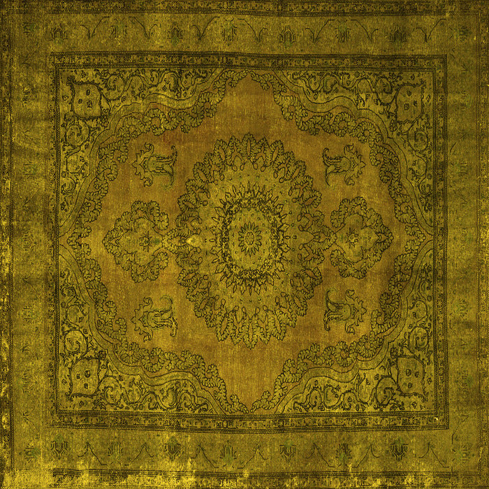 Square Persian Yellow Traditional Rug, tr1863yw