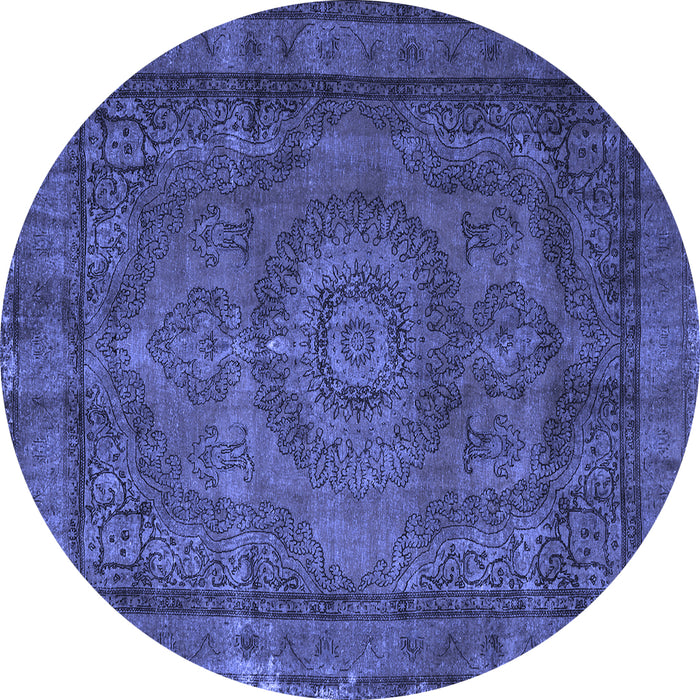 Round Persian Blue Traditional Rug, tr1863blu