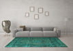 Machine Washable Persian Turquoise Traditional Area Rugs in a Living Room,, wshtr1863turq