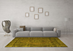 Machine Washable Persian Yellow Traditional Rug in a Living Room, wshtr1863yw