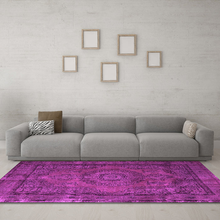 Machine Washable Persian Pink Traditional Rug in a Living Room, wshtr1863pnk
