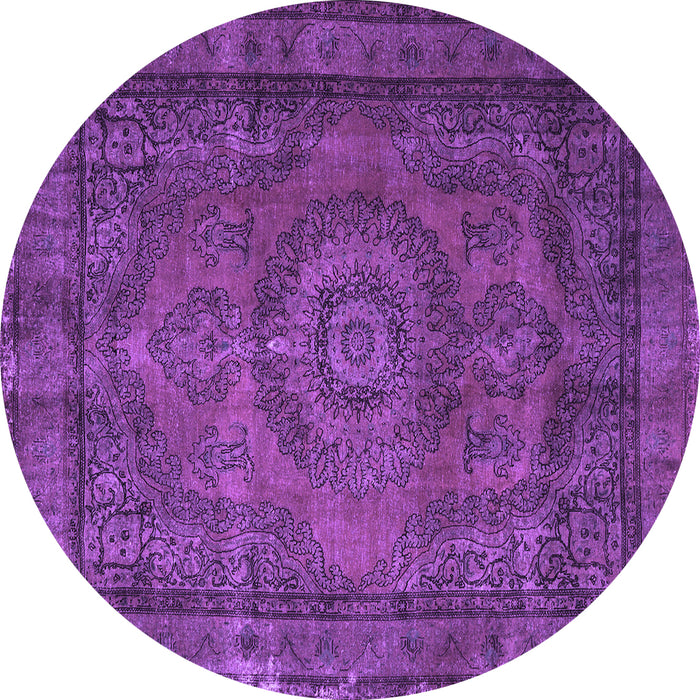 Round Machine Washable Persian Purple Traditional Area Rugs, wshtr1863pur