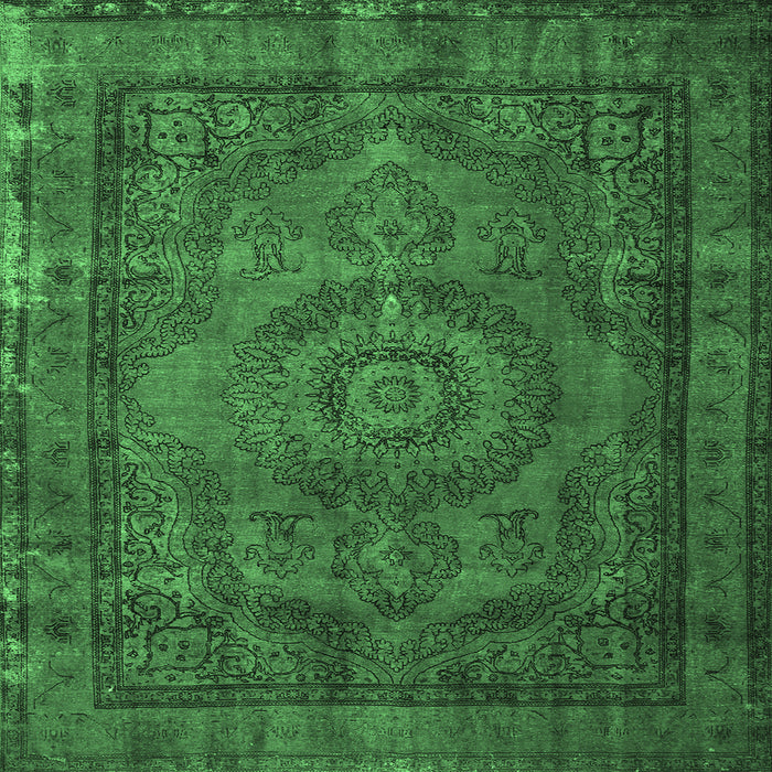 Square Machine Washable Persian Emerald Green Traditional Area Rugs, wshtr1863emgrn
