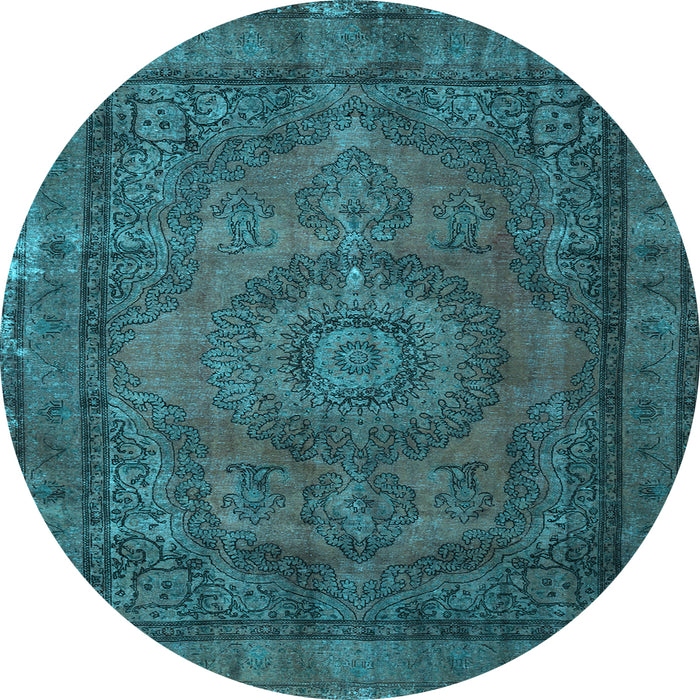 Round Machine Washable Persian Light Blue Traditional Rug, wshtr1863lblu