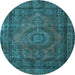 Round Machine Washable Persian Light Blue Traditional Rug, wshtr1863lblu