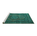 Sideview of Machine Washable Persian Turquoise Traditional Area Rugs, wshtr1863turq