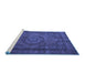 Sideview of Machine Washable Persian Blue Traditional Rug, wshtr1863blu