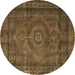 Round Persian Brown Traditional Rug, tr1863brn