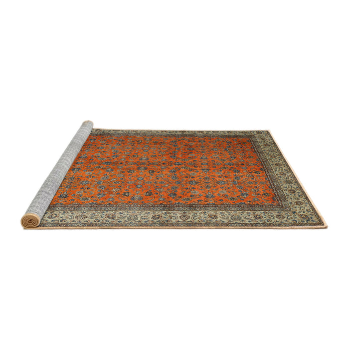 Sideview of Machine Washable Traditional Dark Almond Brown Rug, wshtr1864