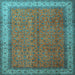 Square Machine Washable Persian Light Blue Traditional Rug, wshtr1864lblu