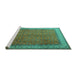 Sideview of Machine Washable Persian Turquoise Traditional Area Rugs, wshtr1864turq