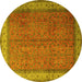 Round Machine Washable Persian Yellow Traditional Rug, wshtr1864yw