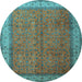 Round Machine Washable Persian Light Blue Traditional Rug, wshtr1864lblu