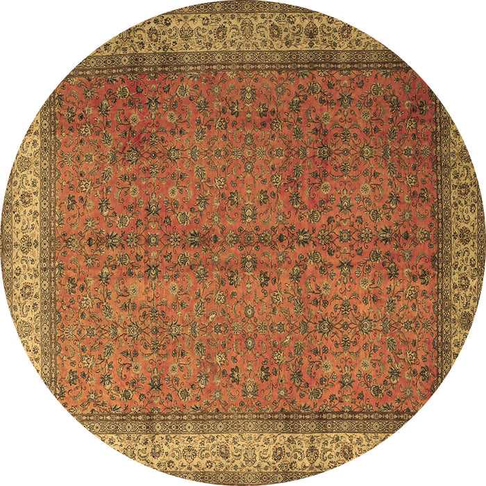 Round Persian Brown Traditional Rug, tr1864brn
