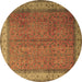Round Persian Brown Traditional Rug, tr1864brn