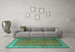 Machine Washable Persian Turquoise Traditional Area Rugs in a Living Room,, wshtr1864turq