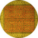Round Persian Yellow Traditional Rug, tr1864yw
