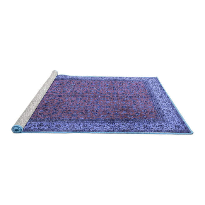 Sideview of Machine Washable Persian Blue Traditional Rug, wshtr1864blu