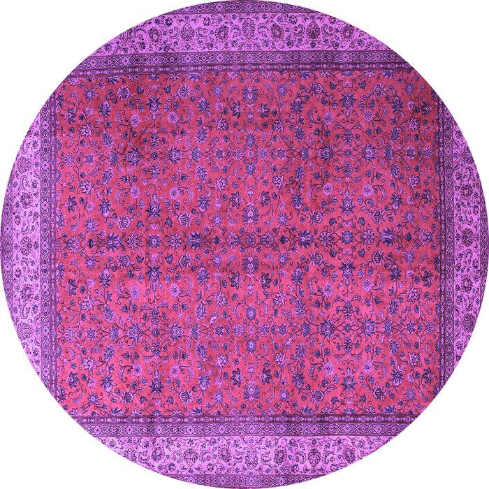Round Machine Washable Persian Purple Traditional Area Rugs, wshtr1864pur