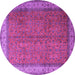 Round Machine Washable Persian Purple Traditional Area Rugs, wshtr1864pur