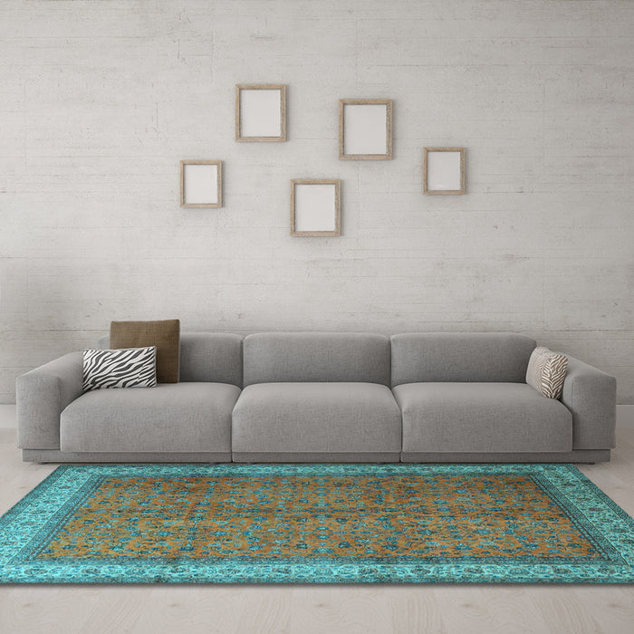 Machine Washable Persian Light Blue Traditional Rug in a Living Room, wshtr1864lblu