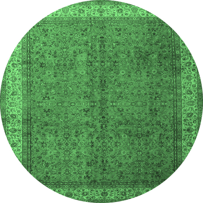 Round Persian Emerald Green Traditional Rug, tr1864emgrn