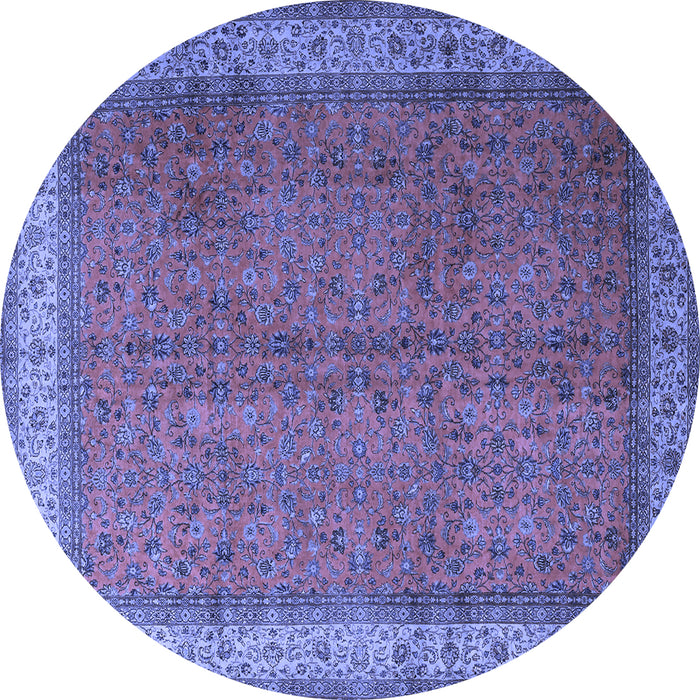 Round Persian Blue Traditional Rug, tr1864blu