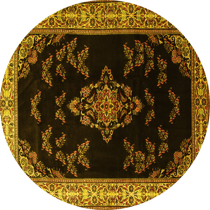 Round Medallion Yellow Traditional Rug, tr1865yw