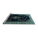 Sideview of Machine Washable Medallion Light Blue Traditional Rug, wshtr1865lblu