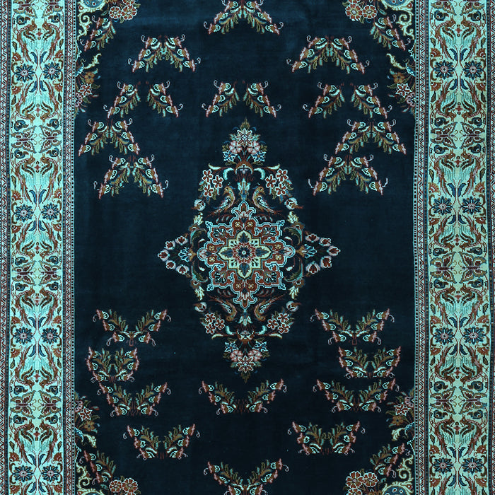 Machine Washable Medallion Light Blue Traditional Rug, wshtr1865lblu