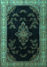 Machine Washable Medallion Turquoise Traditional Area Rugs, wshtr1865turq