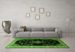 Machine Washable Medallion Green Traditional Area Rugs in a Living Room,, wshtr1865grn