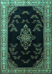 Medallion Turquoise Traditional Rug, tr1865turq