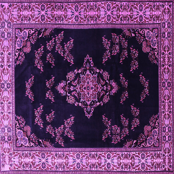 Square Machine Washable Medallion Purple Traditional Area Rugs, wshtr1865pur