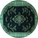 Round Medallion Turquoise Traditional Rug, tr1865turq