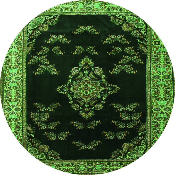 Square Medallion Green Traditional Rug, tr1865grn
