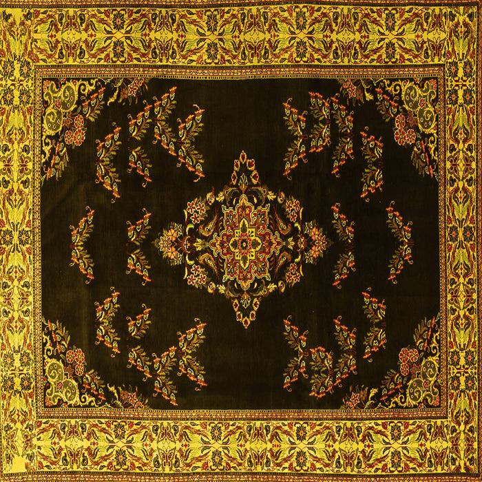 Square Medallion Yellow Traditional Rug, tr1865yw
