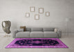 Machine Washable Medallion Purple Traditional Area Rugs in a Living Room, wshtr1865pur