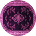 Round Machine Washable Medallion Pink Traditional Rug, wshtr1865pnk