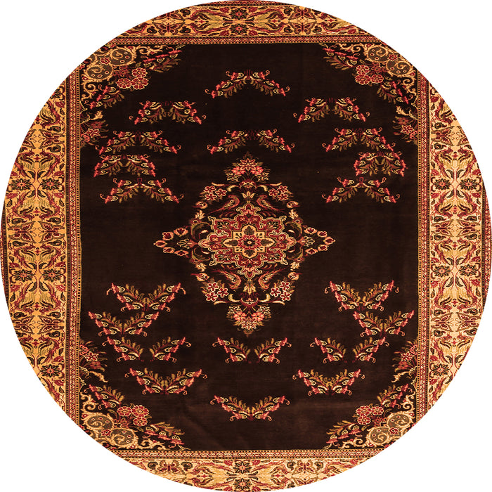 Machine Washable Medallion Orange Traditional Area Rugs, wshtr1865org