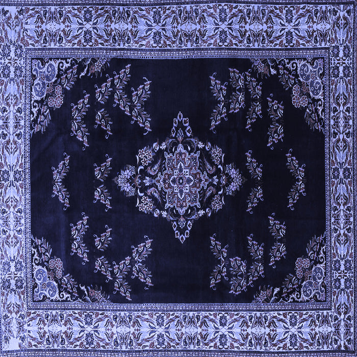 Square Machine Washable Medallion Blue Traditional Rug, wshtr1865blu