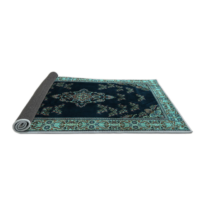Sideview of Medallion Light Blue Traditional Rug, tr1865lblu