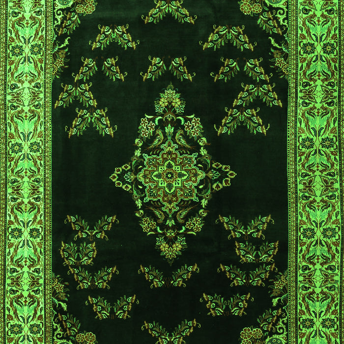 Serging Thickness of Machine Washable Medallion Green Traditional Area Rugs, wshtr1865grn