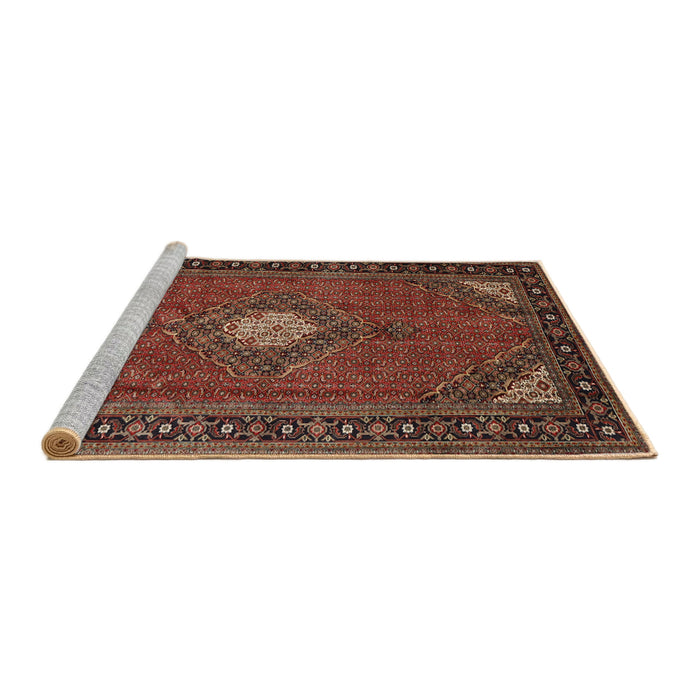 Sideview of Machine Washable Traditional Saffron Red Rug, wshtr1866