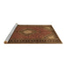 Sideview of Machine Washable Medallion Brown Traditional Rug, wshtr1866brn