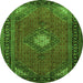 Square Medallion Green Traditional Rug, tr1866grn